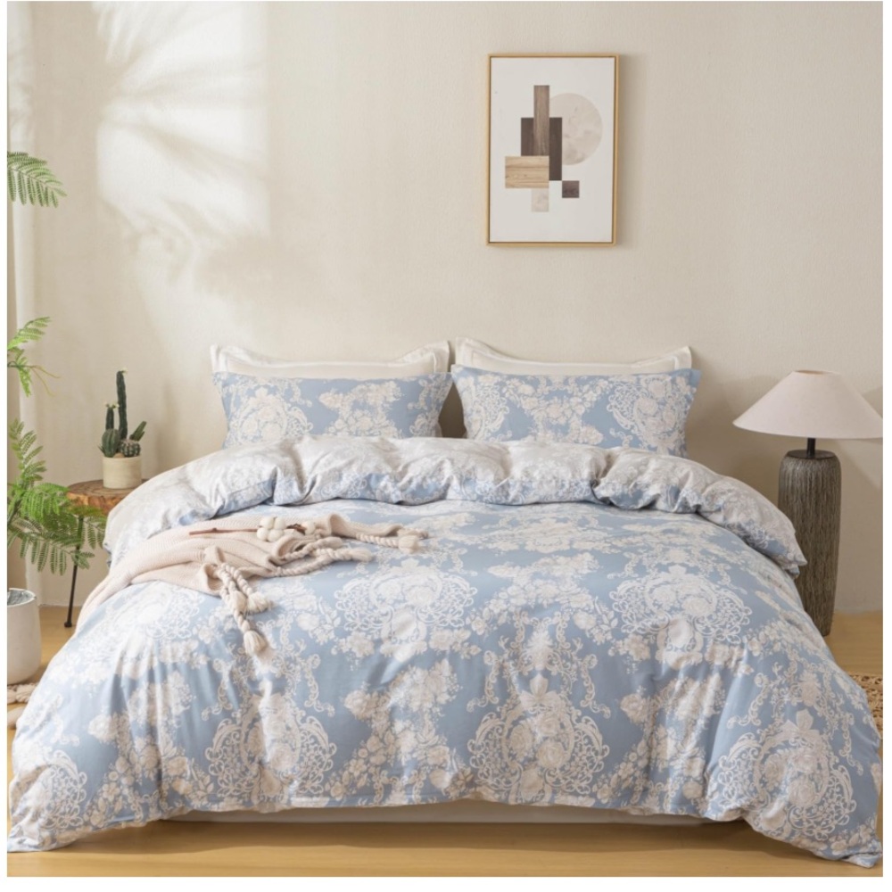 CHANTILLY Blue & White Queen Duvet 3pc Set